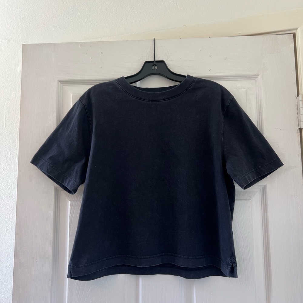 j crew washed black boxy tee